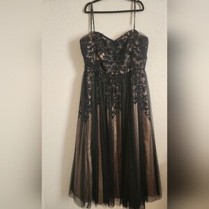 City Chic Women's Plus Size Maxi Cocktail Dress - Embroidered Tulle Strapless